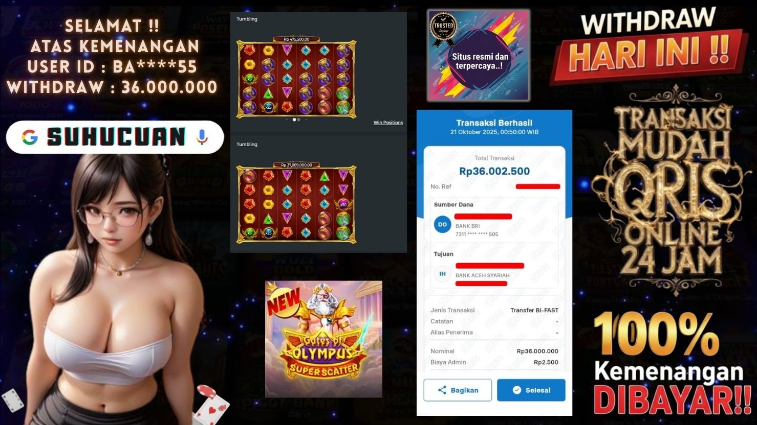 SUHUCUAN JACKPOT SLOT GATES OF OLYMPUS SUPER SCATTER